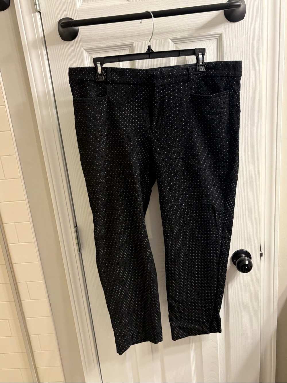 Banana Republic Black Microdot Straight-Leg Pants